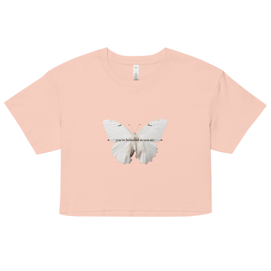White Butterfly You're Beautiful As You Are Crop Top - ROSALIE