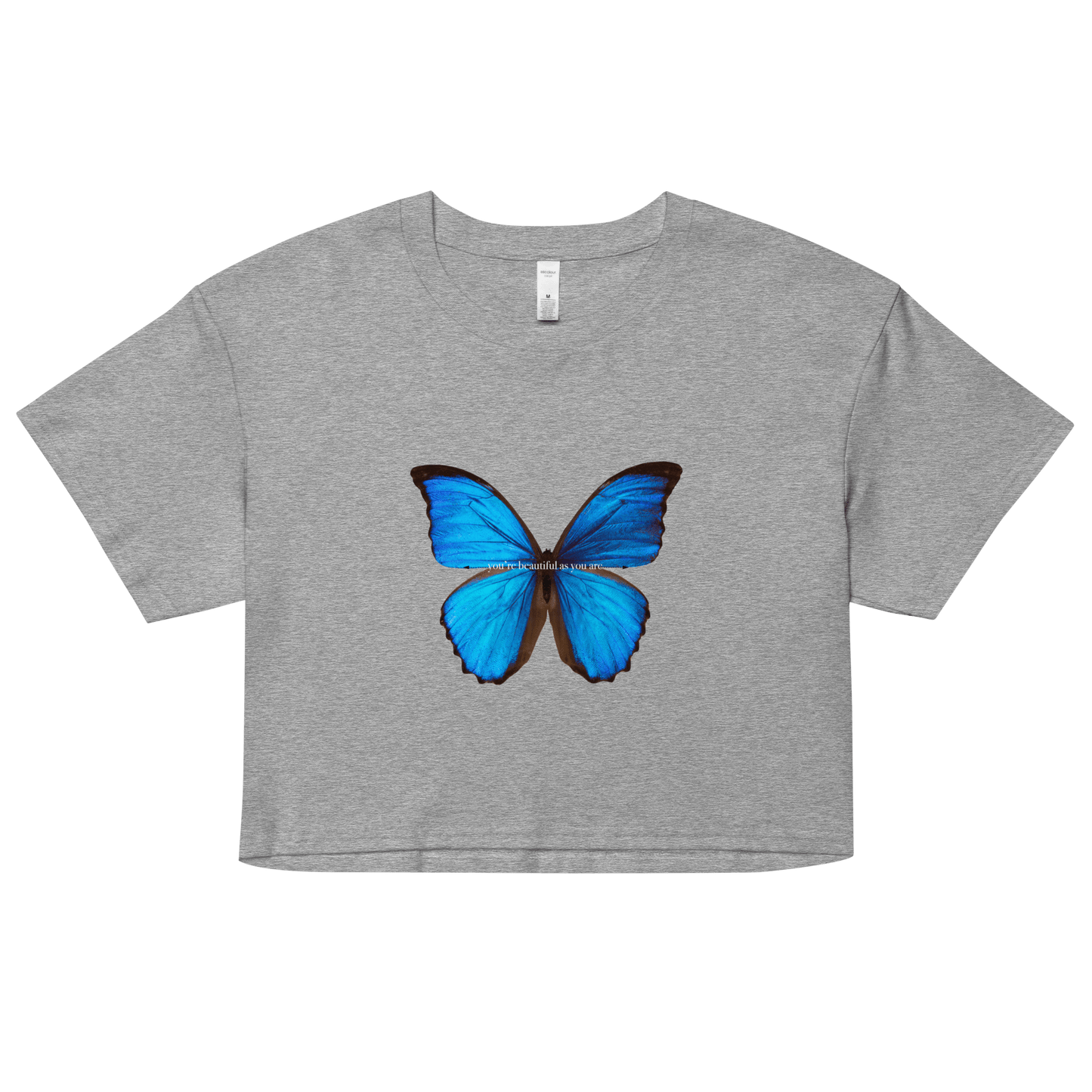 Blue Butterfly You're Beautiful As You Are Crop Top - ROSALIE