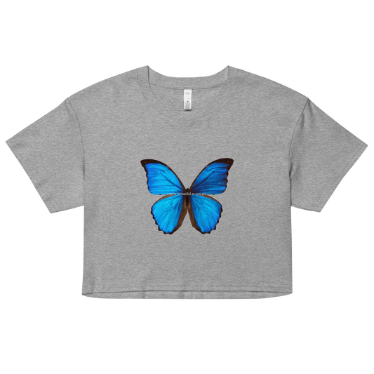 Blue Butterfly You're Beautiful As You Are Crop Top - ROSALIE