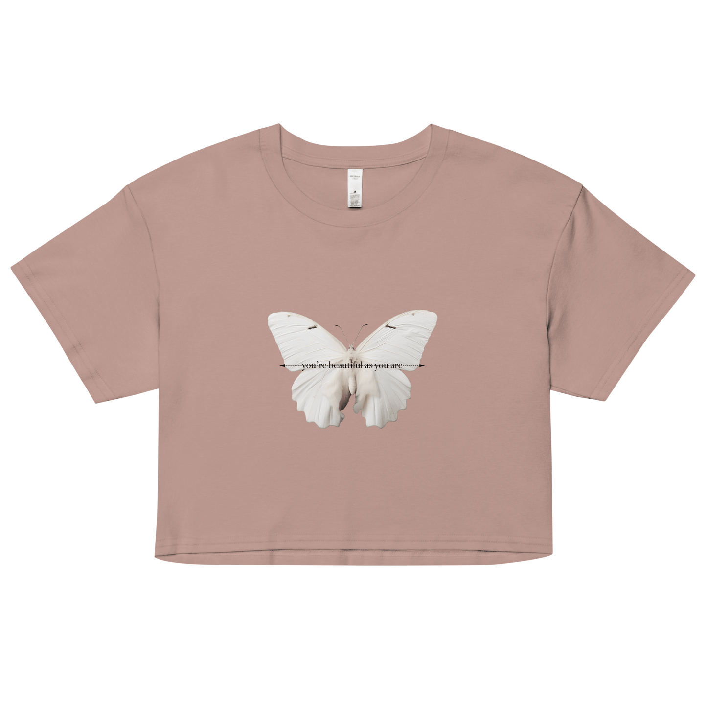 White Butterfly You're Beautiful As You Are Crop Top - ROSALIE